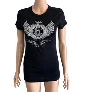 Hansen Orthodontics Las Vegas Tshirt womens Large Stretch Glitter Black Silver